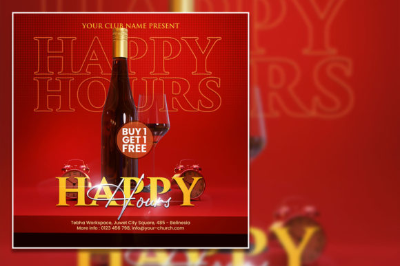 Ignite Engagement: The Red Style Happy Hour Social Media Post Template
