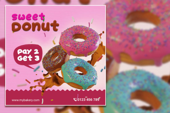 Sweet Donut's Social Media Post Template: A Designer's Delight